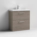 Nuie Arno Floor Standing 2-Drawer Vanity & Thin-Edge 1 Tap Hole Ceramic Basin - Unbeatable Bathrooms