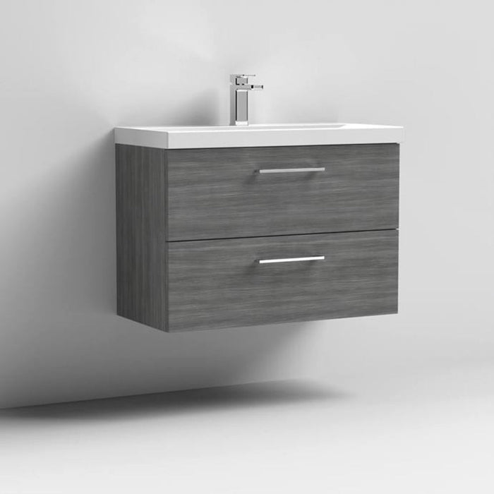 Nuie Arno Wall Hung 2-Drawer Vanity & Thin-Edge 1 Tap Hole Ceramic Basin - Unbeatable Bathrooms
