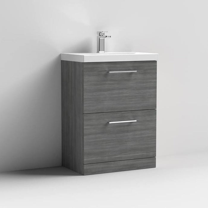 Nuie Arno Floor Standing 2-Drawer Vanity & Mid-Edge Basin - Unbeatable Bathrooms