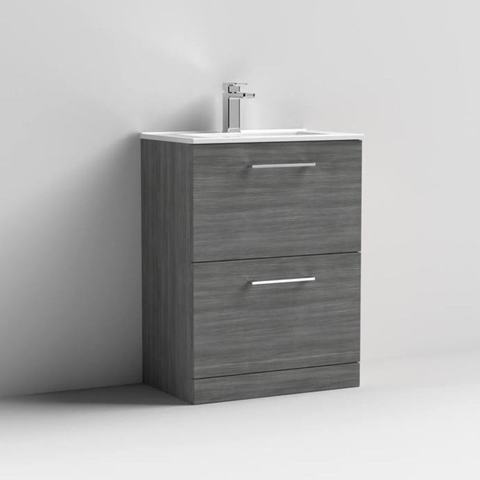 Nuie Arno Floor Standing 2-Drawer Vanity & Minimalist Basin - Unbeatable Bathrooms