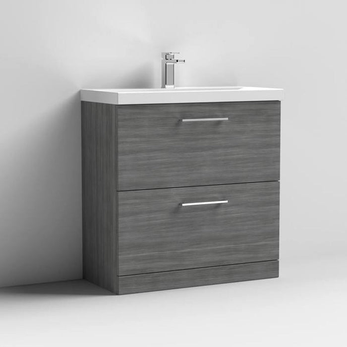 Nuie Arno Floor Standing 2-Drawer Vanity & Mid-Edge Basin - Unbeatable Bathrooms