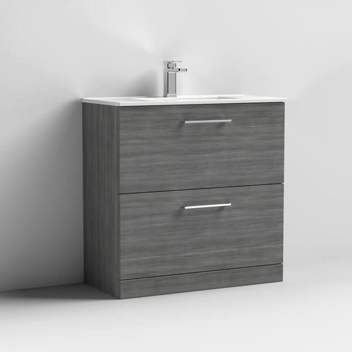 Nuie Arno Floor Standing 2-Drawer Vanity & Minimalist Basin - Unbeatable Bathrooms
