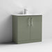 Nuie Arno Floor Standing 2-Door Vanity & Minimalist Basin - Unbeatable Bathrooms