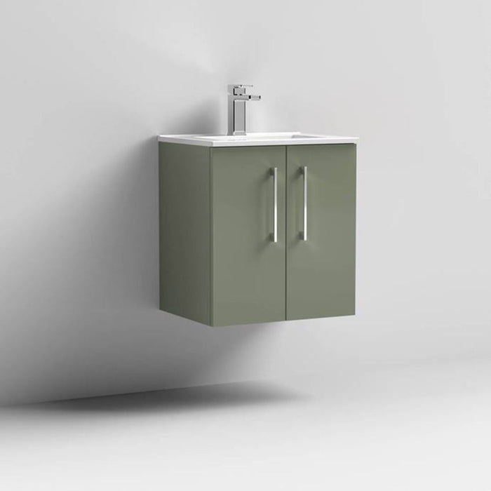 Nuie Arno Wall Hung 2-Door Vanity & Minimalist Basin - Unbeatable Bathrooms