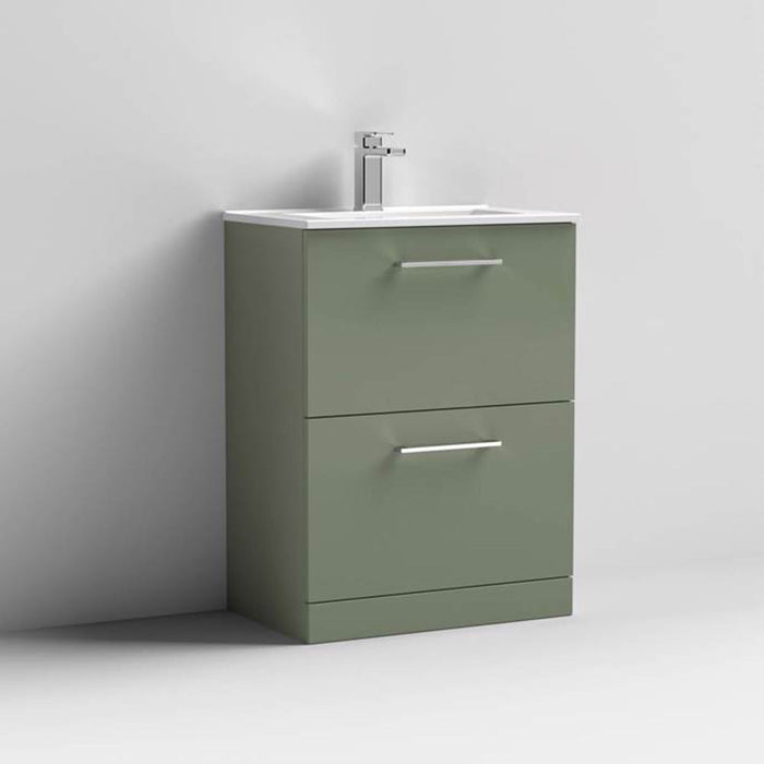 Nuie Arno Floor Standing 2-Drawer Vanity & Minimalist Basin - Unbeatable Bathrooms