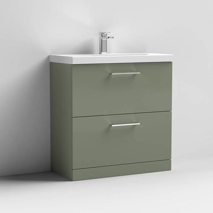 Nuie Arno Floor Standing 2-Drawer Vanity & Thin-Edge 1 Tap Hole Ceramic Basin - Unbeatable Bathrooms