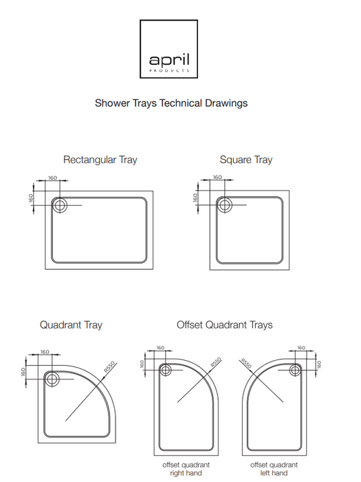April Slimline 1000 x 900mm Rectangle Shower Tray - Unbeatable Bathrooms