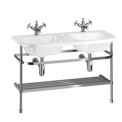 Clearwater 1000mm 0TH Double Roll-Top Basin with Stainless Steel Stand - Unbeatable Bathrooms
