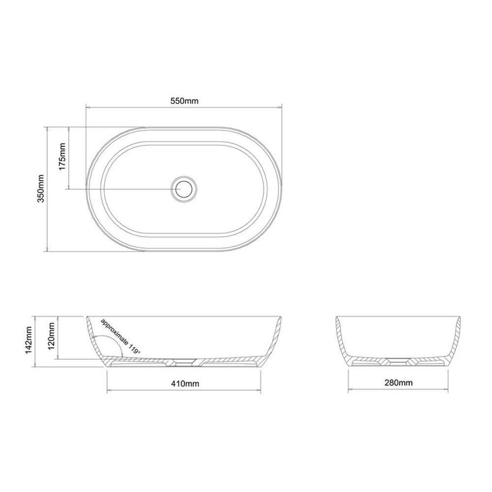 Clearwater Formoso 550mm 0TH ClearStone Countertop Basin in Matt White - Unbeatable Bathrooms