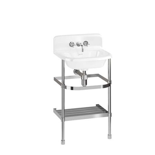 Clearwater Small Roll Top Basin with Up-stand and Stainless Steel Stand - Unbeatable Bathrooms