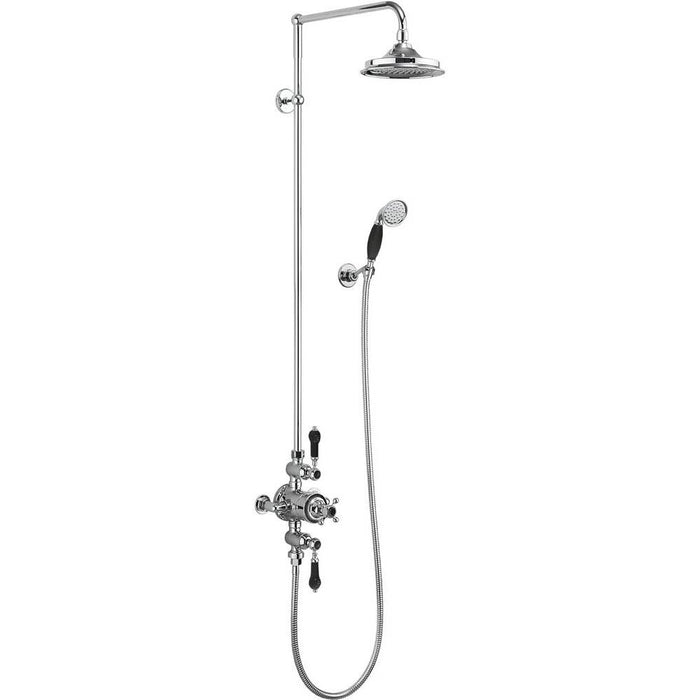 Burlington Avon Thermostatic Exposed Shower Valve Dual Outlet,Rigid Riser, Swivel Shower Arm, Handset & Holder with Hose with Rose - Unbeatable Bathrooms