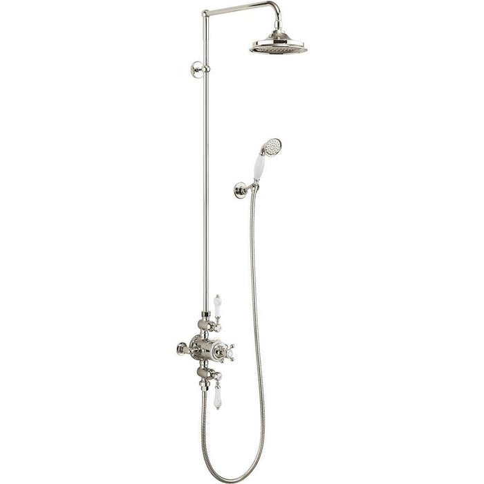 Burlington Avon Thermostatic Exposed Shower Valve Dual Outlet,Rigid Riser, Swivel Shower Arm, Handset & Holder with Hose with Rose - Unbeatable Bathrooms