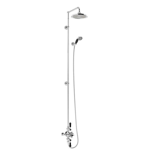 Burlington Avon Thermostatic Exposed Shower Valve Dual Outlet,Extended Rigid Riser, Swivel Shower Arm, Handset & Holder with Hose with Rose - Unbeatable Bathrooms