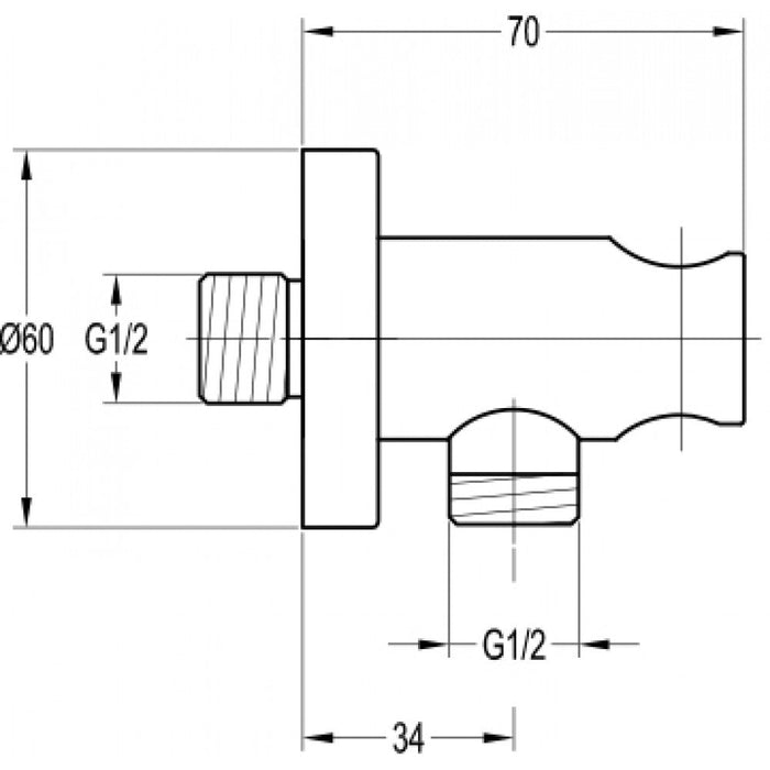 Flova Round Wall Outlet Elbow with Handset Holder - Unbeatable Bathrooms