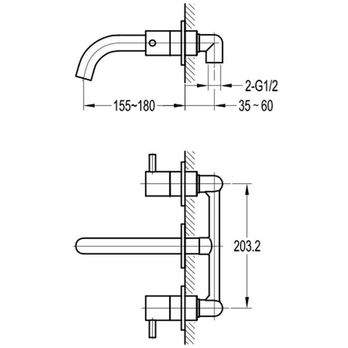 Flova Levo 3-Hole Wall Mounted Basin/Bath Mixer - Unbeatable Bathrooms