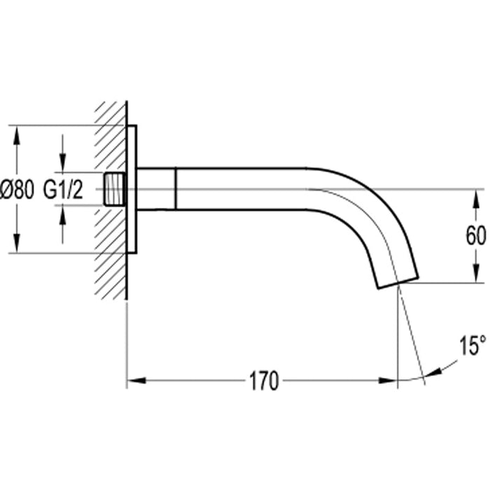 Flova Wall Mounted Bath Spout 170mm - Unbeatable Bathrooms