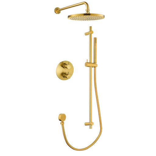 Flova Levo Thermostatic 2 Outlet Shower Valve with Fixed Head and Slide Rail Kit - Round - Unbeatable Bathrooms