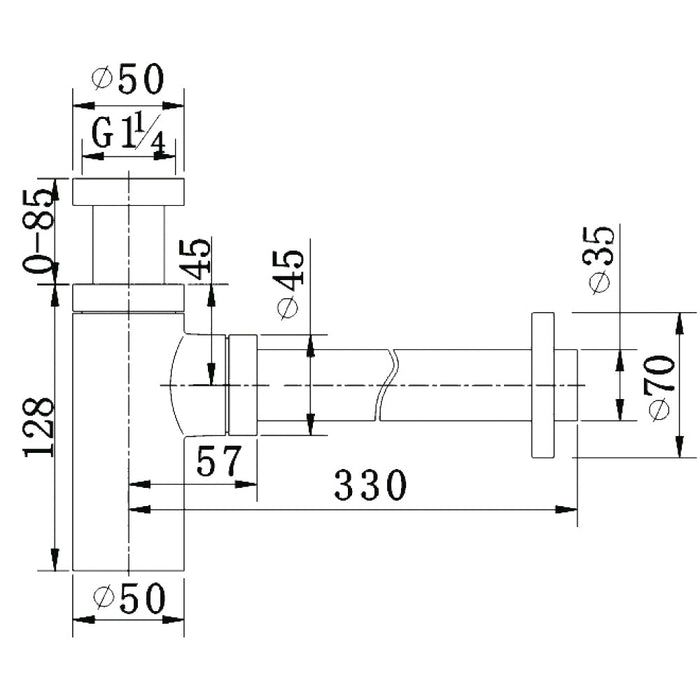 Flova Minimalist Bottle Trap and Pipe - Unbeatable Bathrooms
