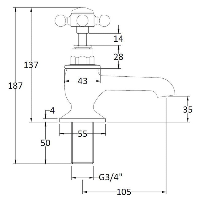 Hudson Reed Topaz with Crosshead Bath Taps - Unbeatable Bathrooms