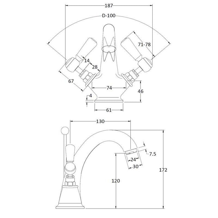 Hudson Reed Topaz Lever Mono Basin Mixer - Unbeatable Bathrooms