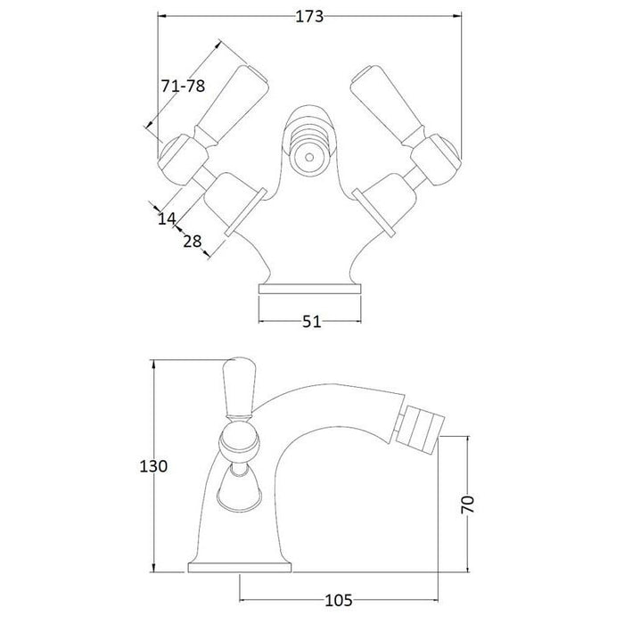 Hudson Reed Topaz Lever Mono Bidet Mixer - Unbeatable Bathrooms