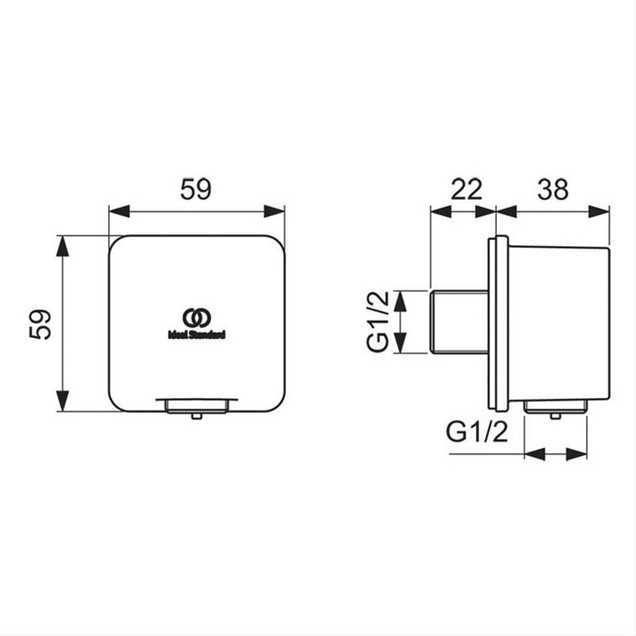 Ideal Standard Idealrain Square Wall Elbow - Unbeatable Bathrooms