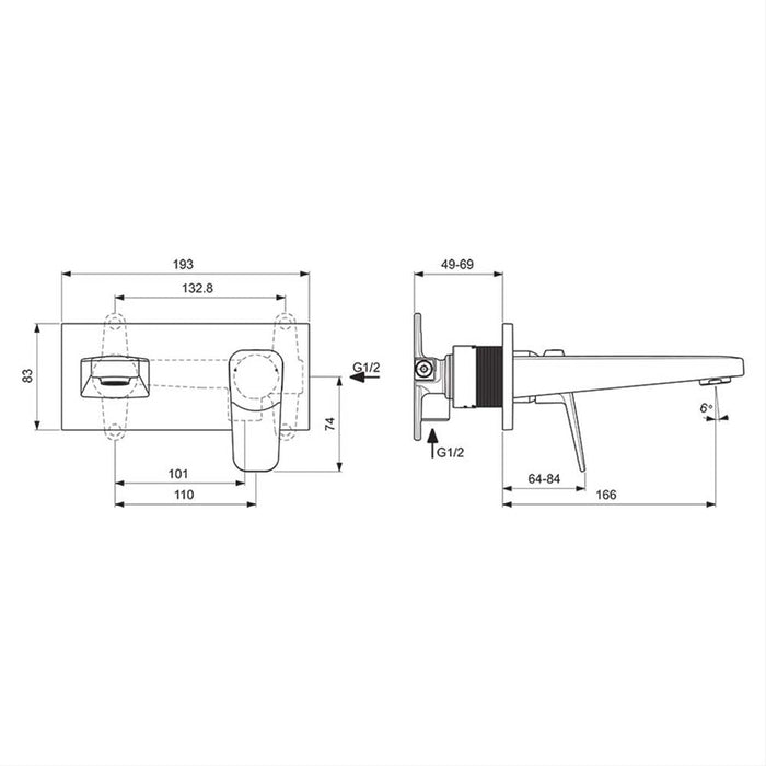 Ideal Standard Ceraplan Single Lever Wall Mounted Basin Mixer - Unbeatable Bathrooms