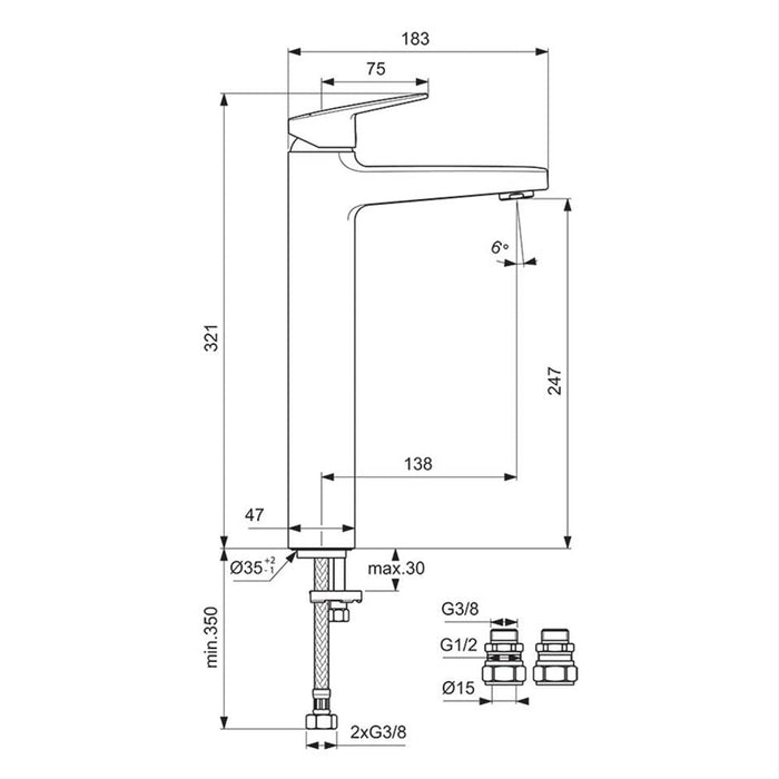 Ideal Standard Ceraplan Single Lever Vessel Basin Mixer - Unbeatable Bathrooms
