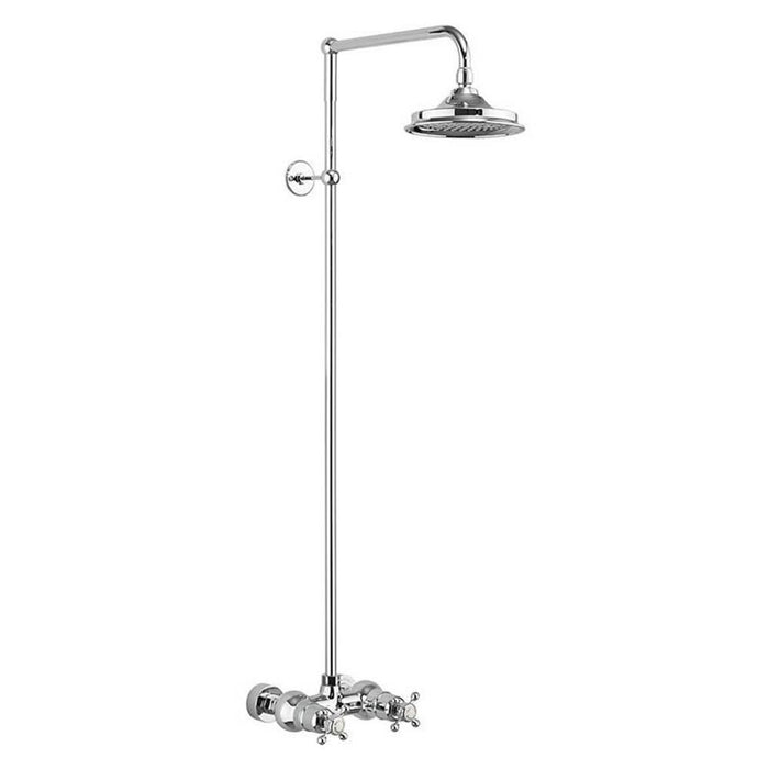Burlington Eden Thermostatic Exposed Shower Bar Valve Single Outlet with Rigid Riser and Swivel Shower Arm with Rose - Unbeatable Bathrooms