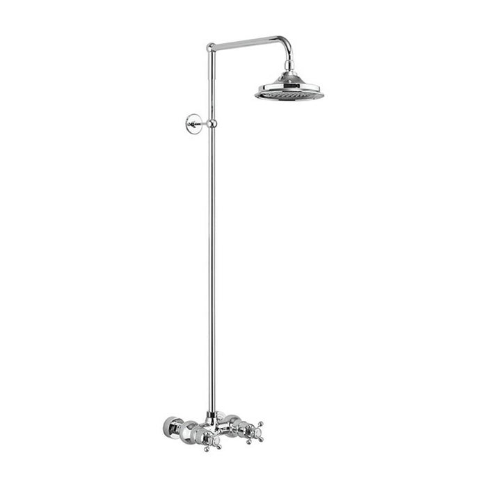 Burlington Eden Thermostatic Exposed Shower Bar Valve Single Outlet with Rigid Riser and Swivel Shower Arm with Rose - Unbeatable Bathrooms