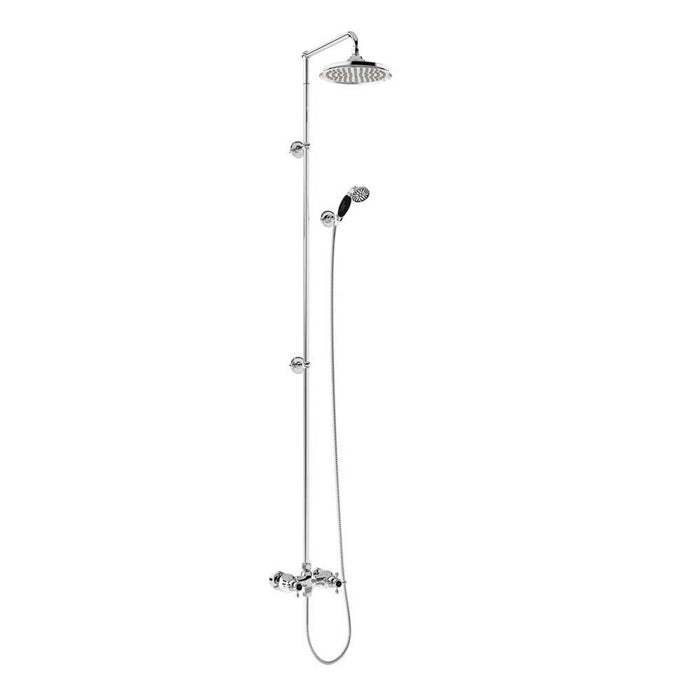 Burlington Eden Thermostatic Exposed Shower Bar Valve Dual Outlet with Extended Rigid Riser and Swivel Shower Arm with Rose - Unbeatable Bathrooms