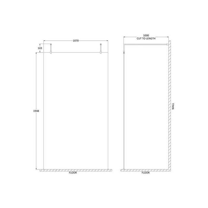 Hudson Reed Wetroom Screen & Black Support Arms - Unbeatable Bathrooms