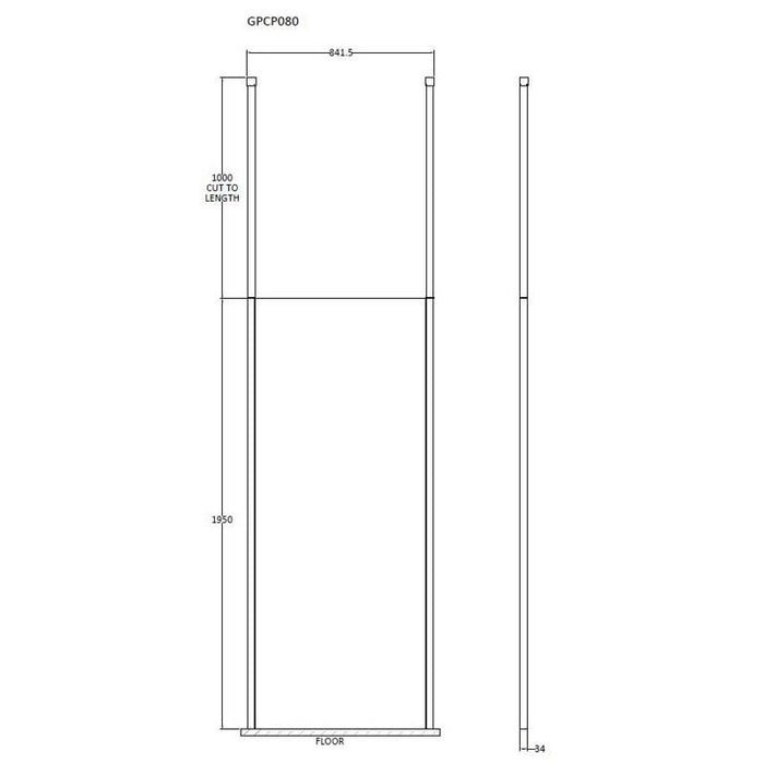 Hudson Reed Wetroom Screen & Black Ceiling Posts - Unbeatable Bathrooms