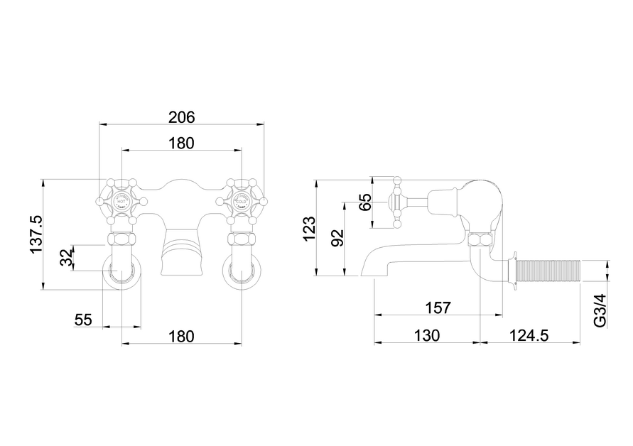 Burlington Birkenhead Bath Filler Wall Mounted - Unbeatable Bathrooms