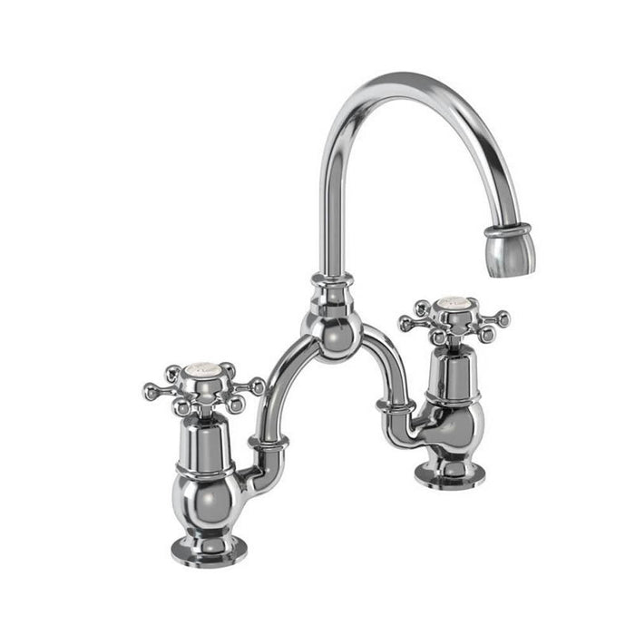 Burlington Birkenhead 2 Tap Hole Arch Mixer with Curved Spout (200mm centres) - Unbeatable Bathrooms