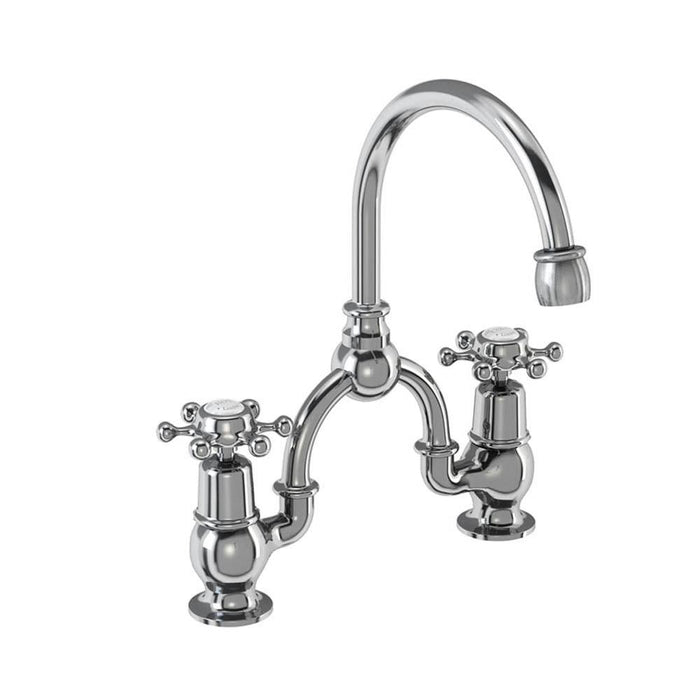 Burlington Birkenhead 2 Tap Hole Arch Mixer with Curved Spout (200mm centres) - Unbeatable Bathrooms