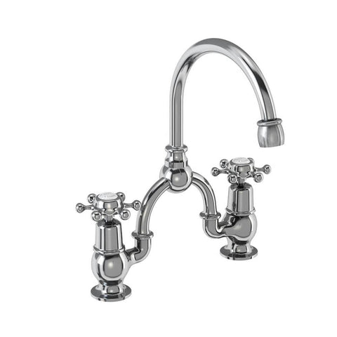 Burlington Birkenhead 2 Tap Hole Arch Mixer with Curved Spout (200mm centres) - Unbeatable Bathrooms