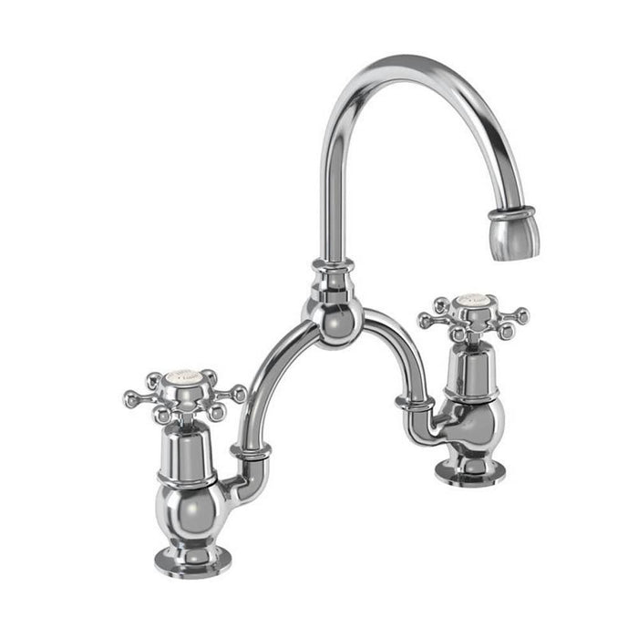 Burlington Birkenhead 2 Tap Hole Arch Mixer with Curved Spout (230mm centres) - Unbeatable Bathrooms