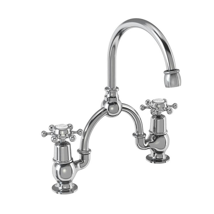 Burlington Birkenhead 2 Tap Hole Arch Mixer with Curved Spout (230mm centres) - Unbeatable Bathrooms