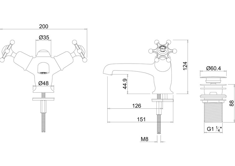 Burlington Birkenhead Basin Mixer with Click-Clack Waste - Unbeatable Bathrooms