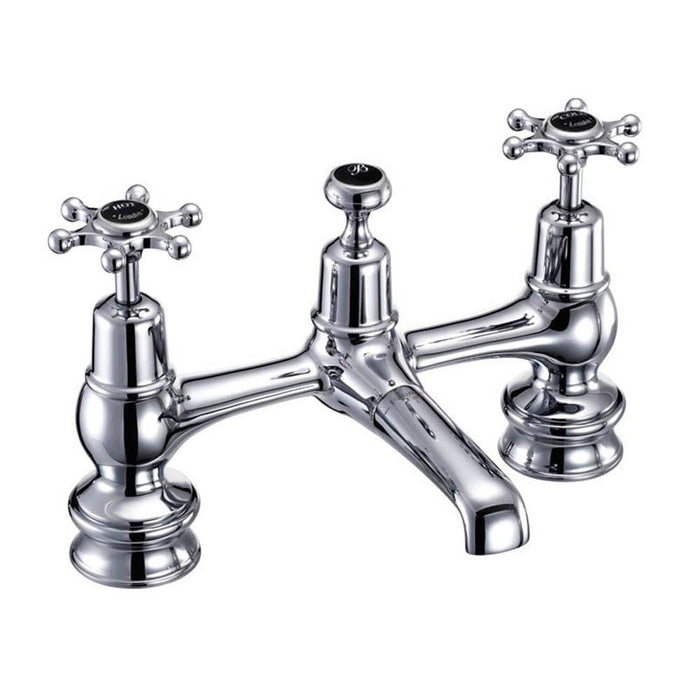 Burlington Birkenhead Regent 2 Tap Hole Bridge Basin Mixer with Plug & Chain Waste & Swivel Spout - Unbeatable Bathrooms