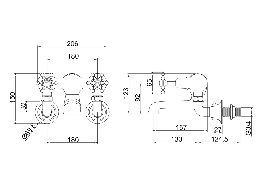 Burlington Birkenhead Regent Bath Filler Wall Mounted - Unbeatable Bathrooms
