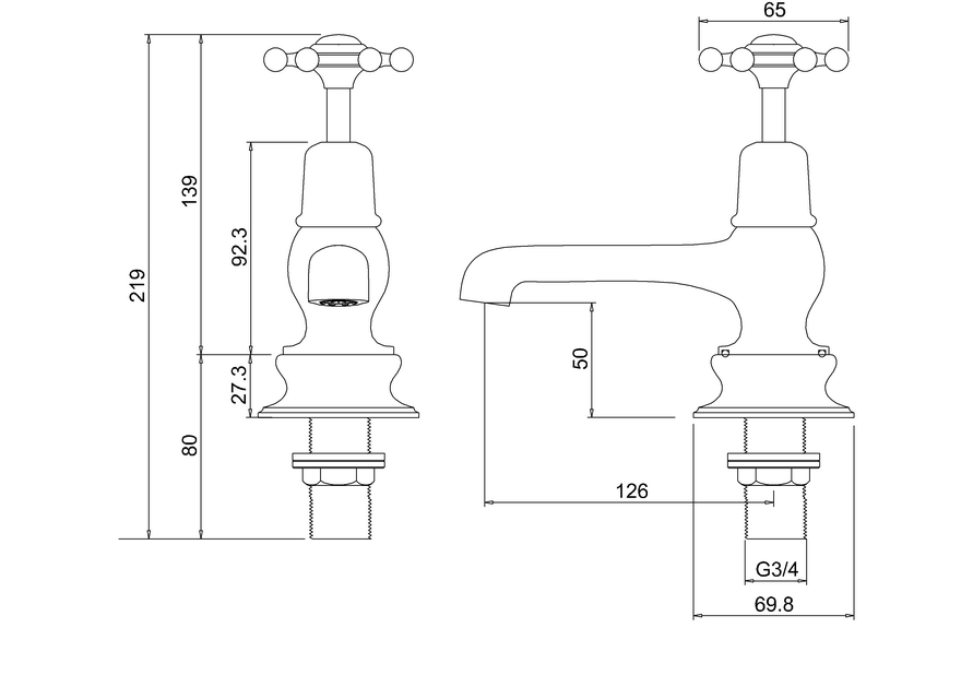 Burlington Birkenhead Regent Bath Tap Deck Mounted - Unbeatable Bathrooms