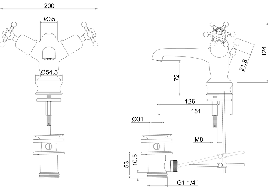 Burlington Birkenhead Regent Basin Mixer with Pop-up Waste - Unbeatable Bathrooms