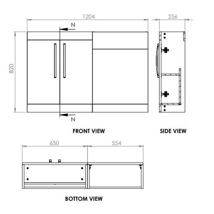 The White Space Scene 1200mm Vanity Unit Pack - Floor Standing 2 Door Unit (RH) - Unbeatable Bathrooms