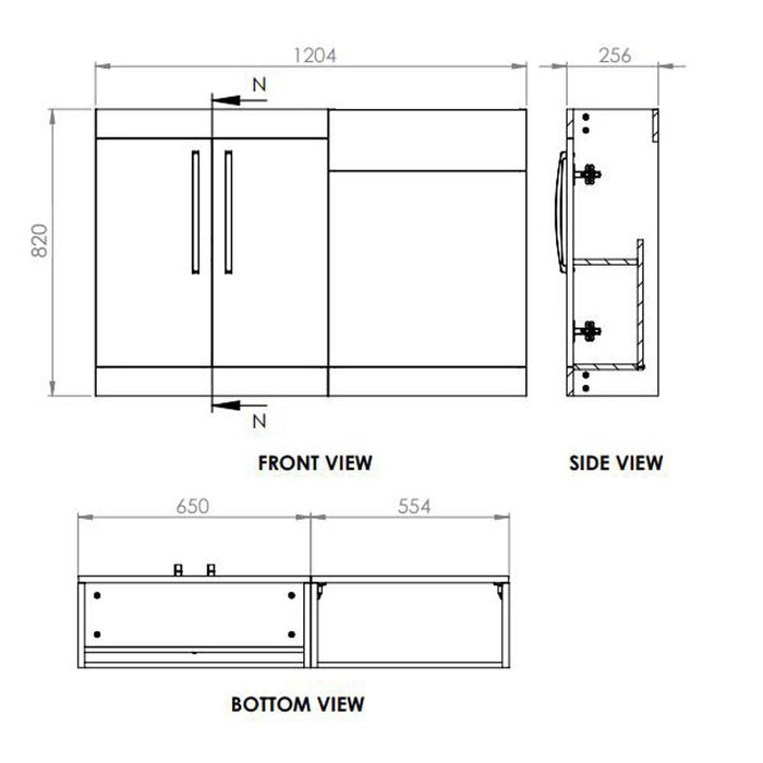 The White Space Scene 1200mm Vanity Unit Pack - Floor Standing 2 Door Unit (RH) - Unbeatable Bathrooms