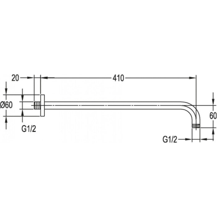 Flova Levo 400mm Brass Shower Arm - Unbeatable Bathrooms