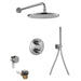 Flova Levo Thermostatic 3-Outlet Shower Valve with Fixed Head Hand Shower Kit and Bath Overflow Filler - Round - Unbeatable Bathrooms