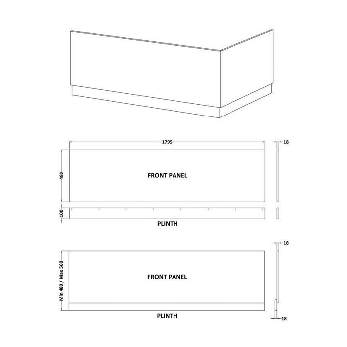 Hudson Reed Fusion Bath Panels Front Panel & Plinth - Unbeatable Bathrooms