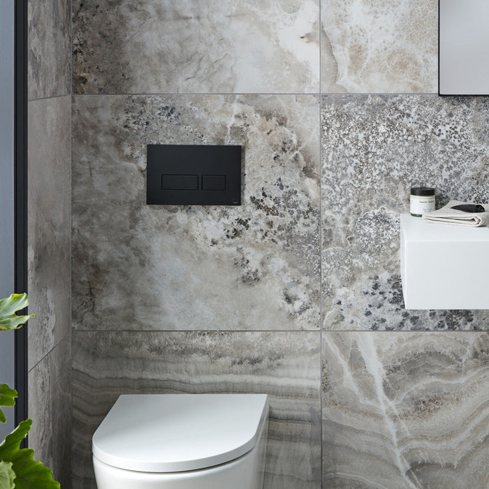 VADO Square Dual Flush Plate - Brushed Black - Unbeatable Bathrooms